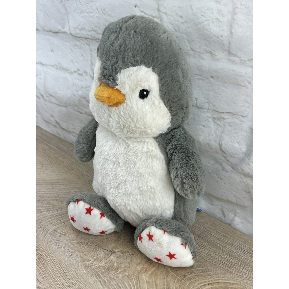 Cloud B Dreamy Hugginz Penguin Plush Stuffed Animal Toy Red Stars Gray White 11" - Picture 2 of 12